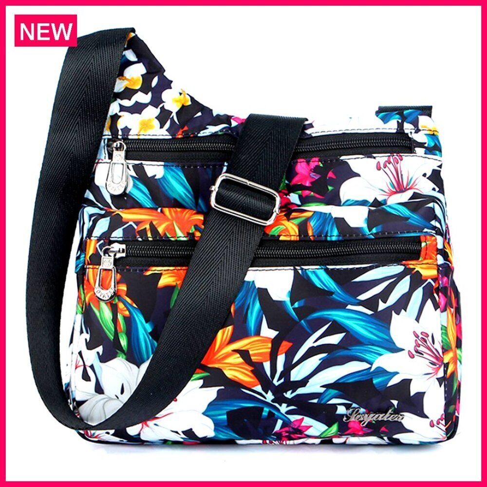 Nylon Multi-Pocket Crossbody Shoulder Bag for Women Travel Daily Use